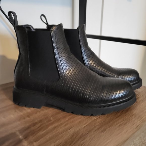 black croc print chelsea boots - Picture 2 of 4